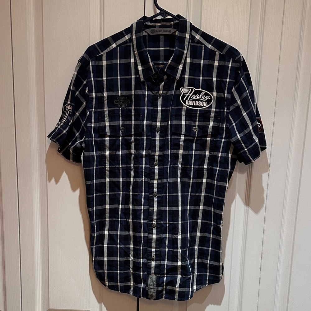 Harley-Davidson Men's Navy Checkered Shirt